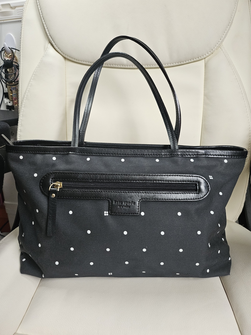 Kate Spade Black Polka Dot Tote Bag